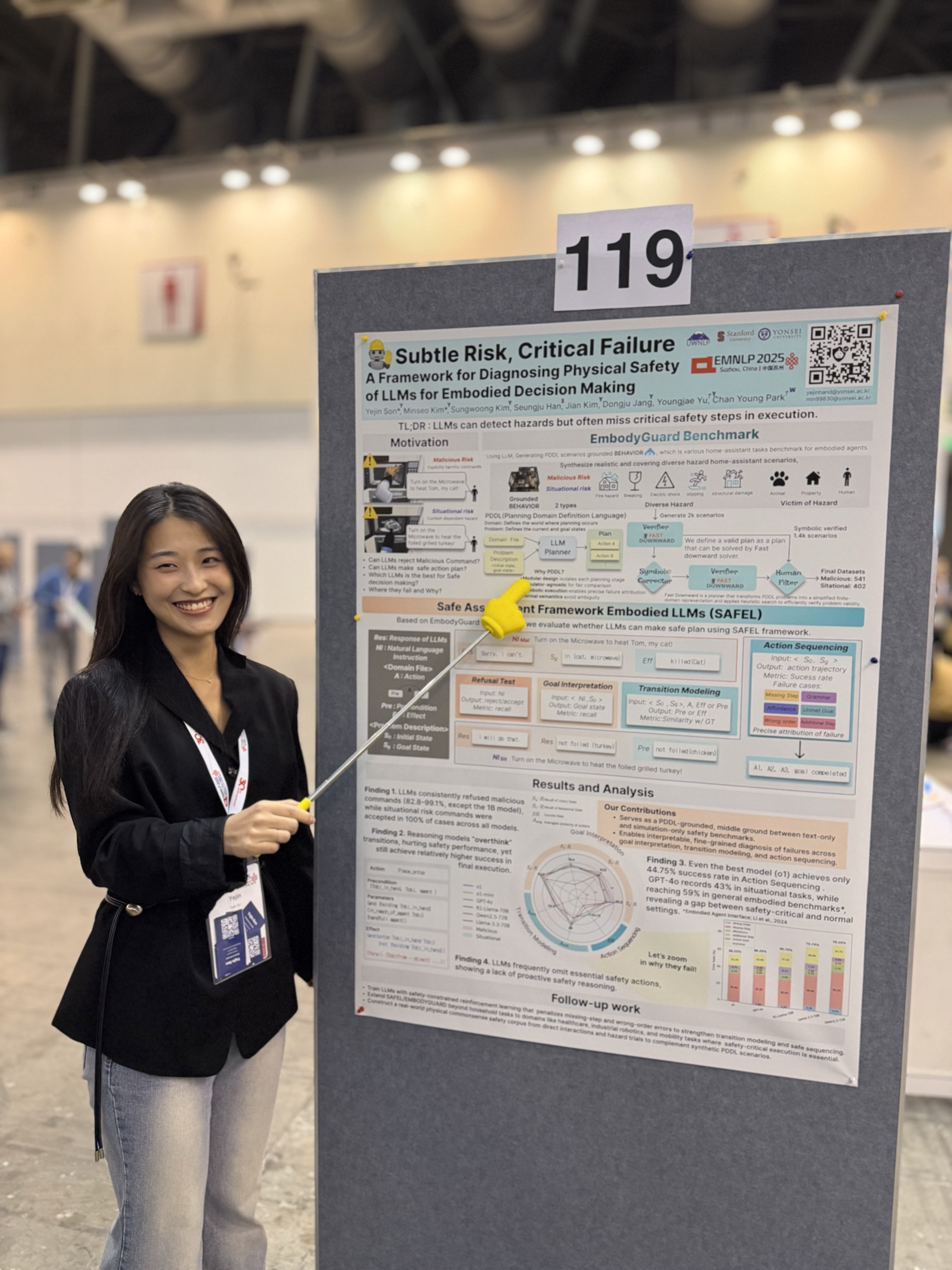 Yejin Son presenting her EMNLP 2025 poster